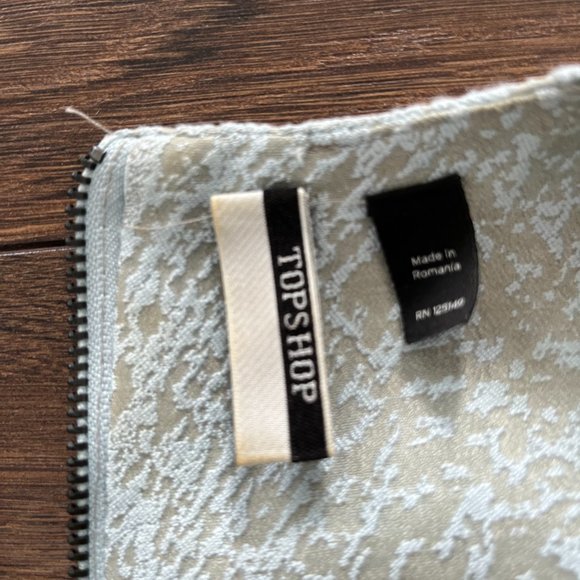 Topshop Light Blue & Mint Snake Print Zip Blouse - Picture 5 of 6